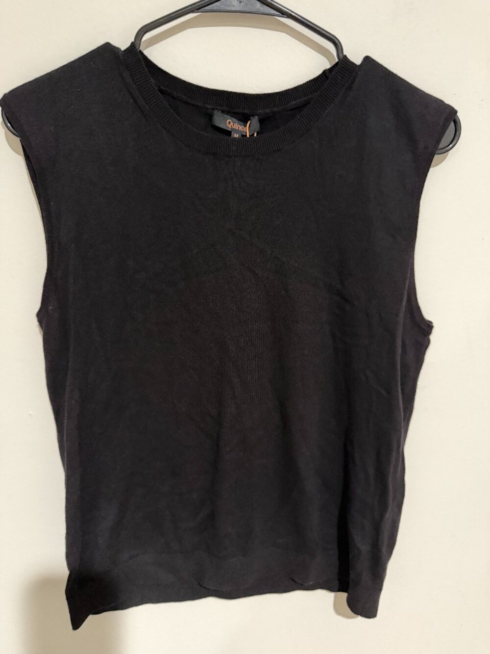 Quince Black Lightweight Cotton Cashmere Sweater Tank Sz M NWT